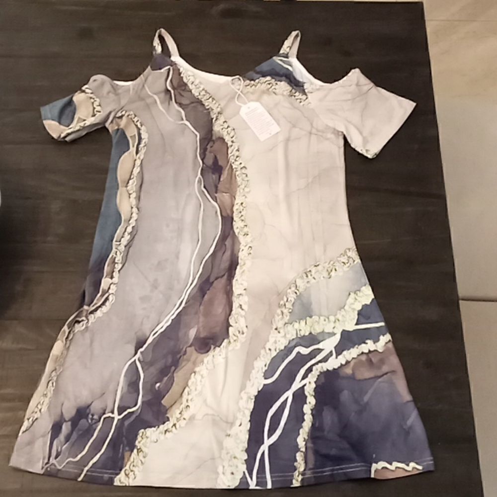 Cut out shoulder shirt dress